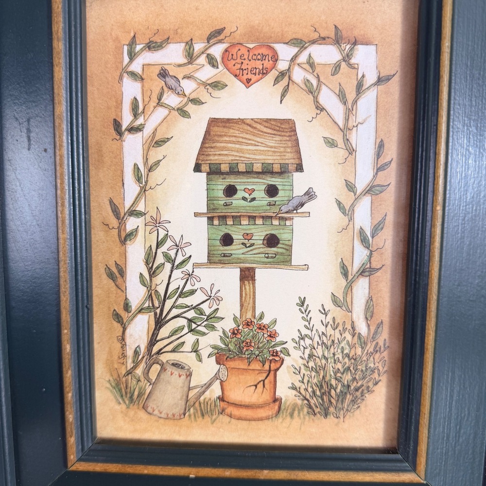 Linda Spivey Birdhouse Series Framed Print Welcome Friends Cottagecore Wall Art - Picture 3 of 11